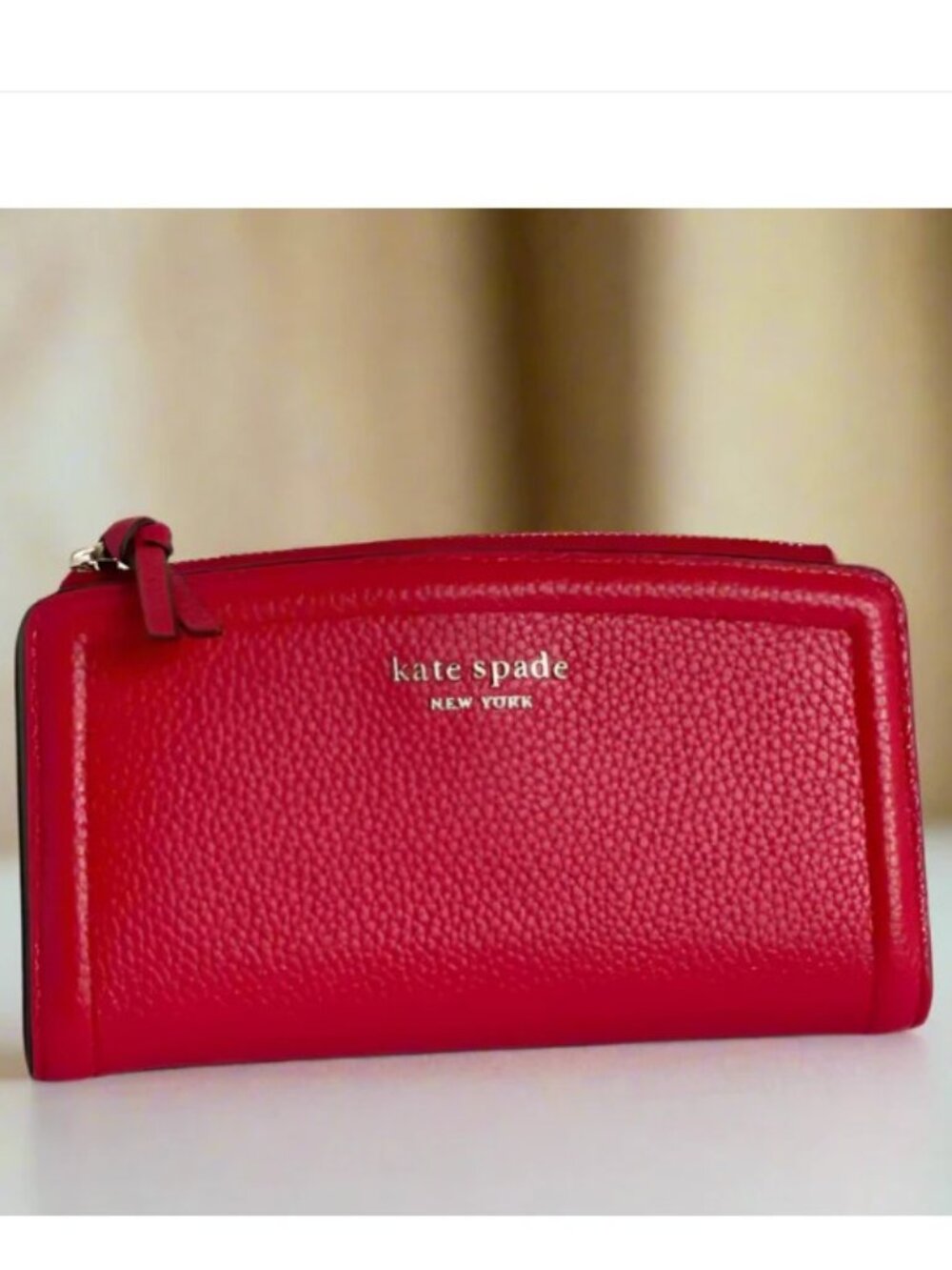 Kate Spade Knott Slim Wallet Lingonberry Red Leather